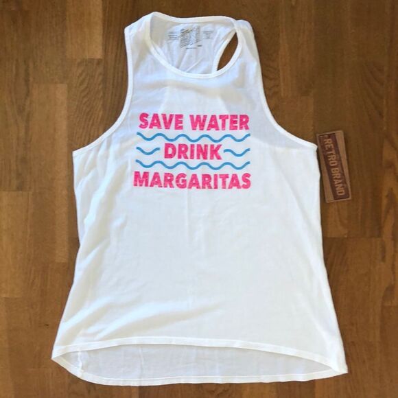“Save Water Drink Margaritas” Retro Brand Tank Size Large - Picture 1 of 5